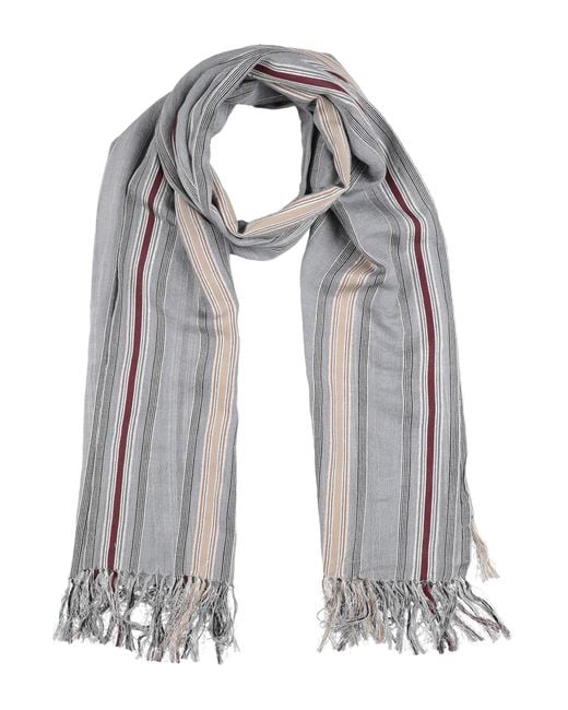 Brunello Cucinelli Gray Scarf Linen, Cotton, Synthetic Fibers, Cashmere, Silk