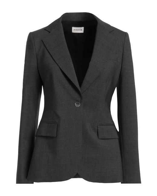 P.A.R.O.S.H. Black Charcoal Blazer Virgin Wool, Elastane