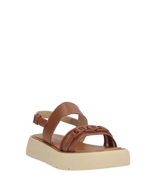 Baldinini Brown Sandals Calfskin, Textile Fibers