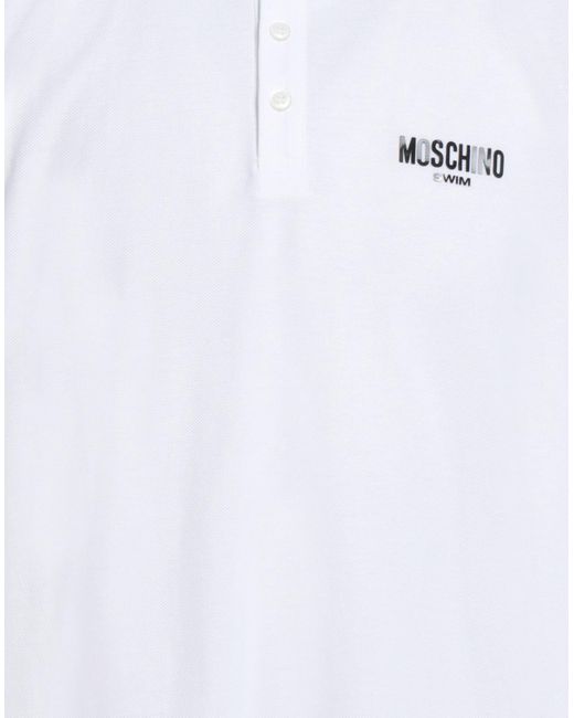 Moschino White Swim Polo Shirt Cotton for men