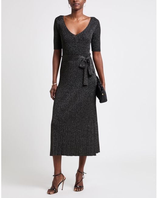 Twinset Black Midi Dress Viscose, Polyamide, Polyester