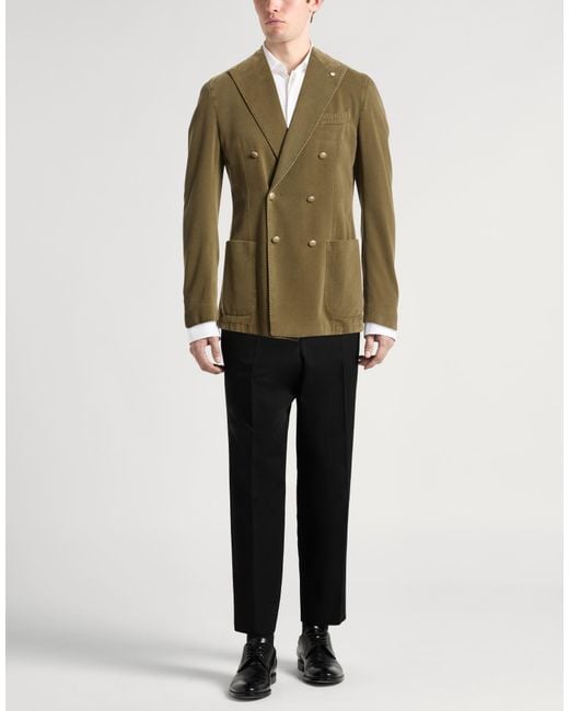 L.b.m. 1911 Green Blazer Cotton, Elastane for men