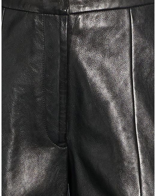 Forte_forte Black Pants Leather, Polyester