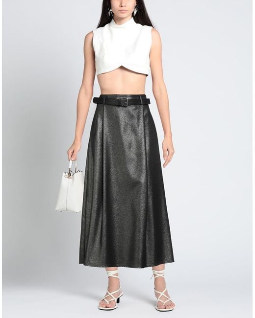 B.yu Gray Midi Skirt Polyester