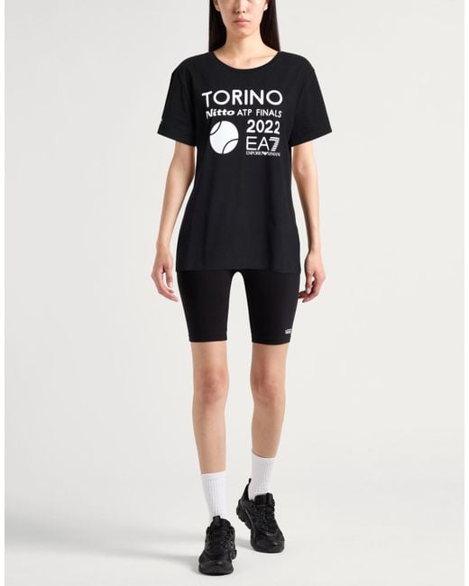 EA7 Black T-Shirt Cotton, Elastane