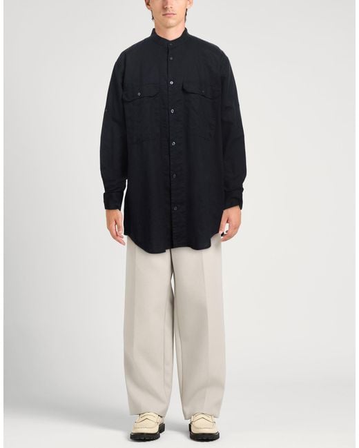 ARMANI EXCHANGE Blue Shirt Linen, Cotton for men