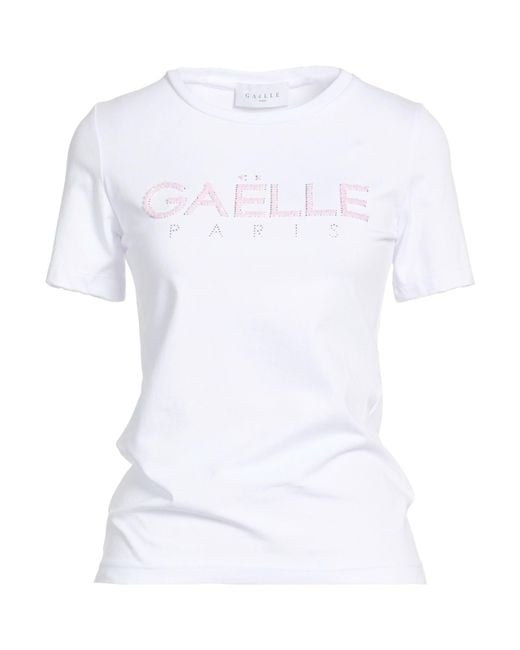 Gaelle Paris White T-Shirt Cotton, Elastane