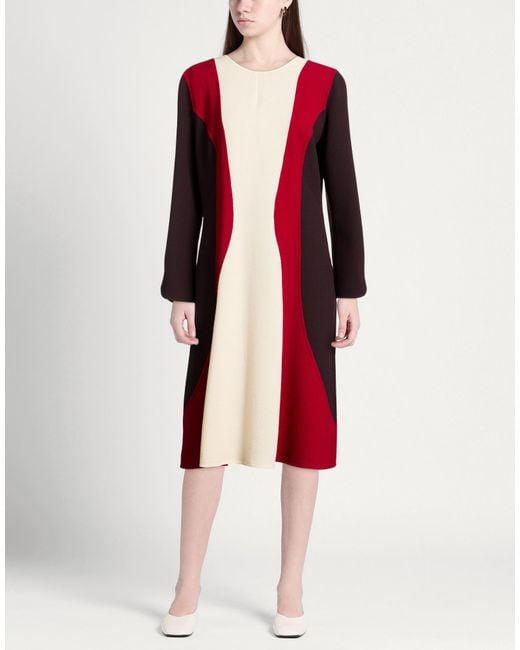 AVOLIO Milano Red Midi Dress Virgin Wool