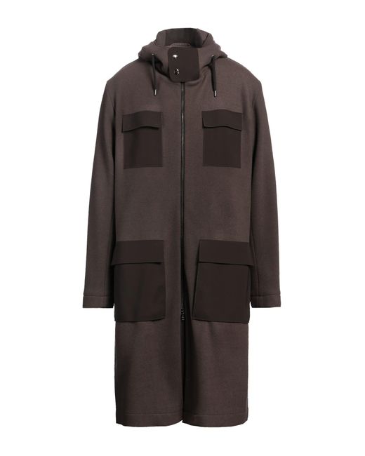 Herno Brown Coat Virgin Wool, Polyamide, Elastane for men