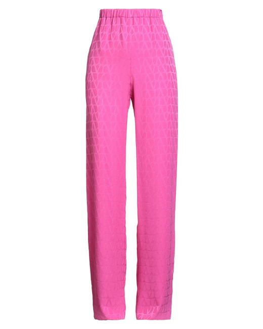 Valentino Garavani Pink Fuchsia Pants Silk
