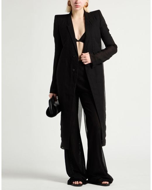 Rick Owens Black Overcoat & Trench Coat