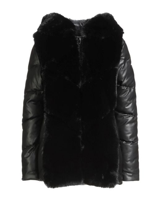 White Wise Black Puffer Polyester, Polyurethane, Viscose