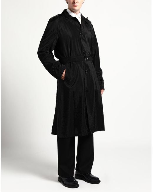 Dolce & Gabbana Black Overcoat & Trench Coat Viscose, Polyamide for men