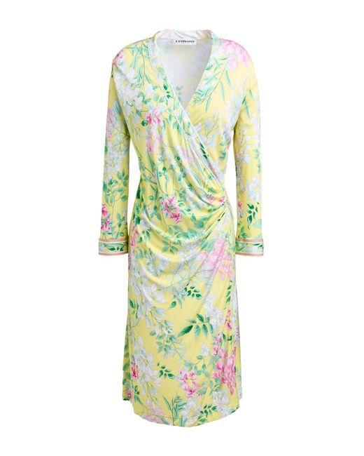 LEONARD Paris Green Midi Dress Viscose