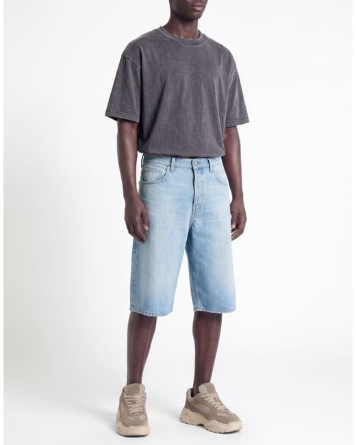 Acne Blue Denim Shorts Cotton, Cowhide for men