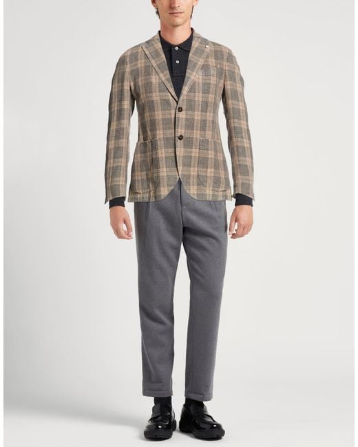 L.b.m. 1911 Brown Taupe Blazer Linen for men