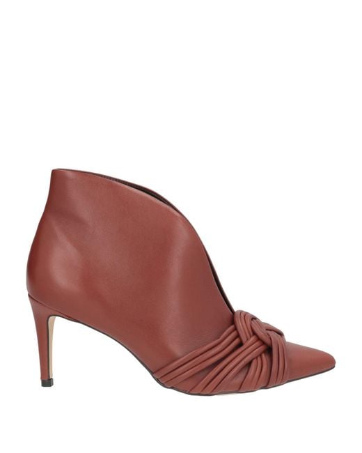 Miss Unique Brown Rust Ankle Boots Leather