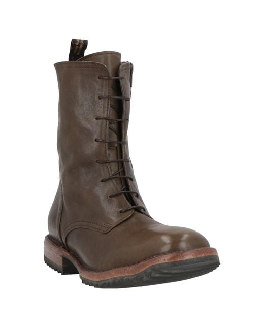 Moma Brown Khaki Ankle Boots Leather