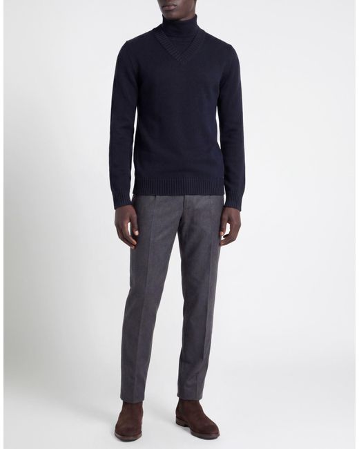 Alpha Studio Blue Turtleneck Merino Wool for men