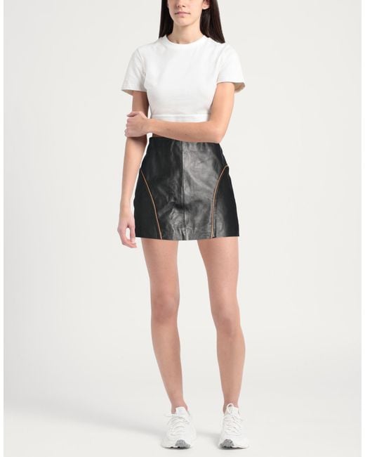 REMAIN Birger Christensen Black Mini Skirt Sheepskin