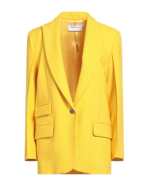 SIMONA CORSELLINI Yellow Blazer Viscose, Polyester, Elastane