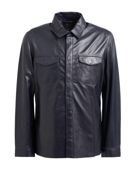 John Varvatos Blue Midnight Shirt Sheepskin for men