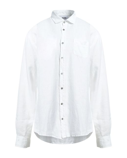 Alpha Studio White Shirt Linen for men