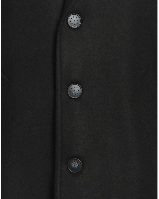 Manuel Ritz Black Single-Breasted Wool-Blend Coat for men