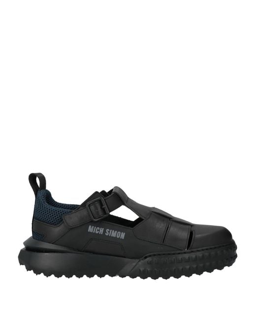 MICH SIMON Black Sandals Calfskin, Textile Fibers for men