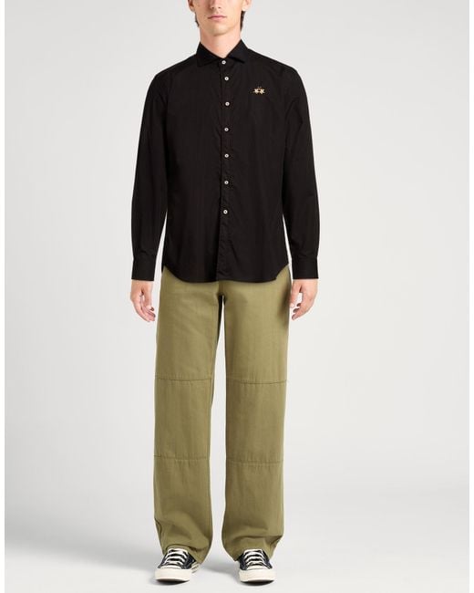 La Martina Black Shirt Cotton for men