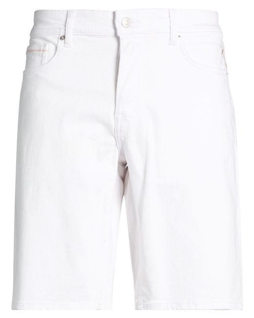 Replay White Denim Shorts Cotton, Elastane for men
