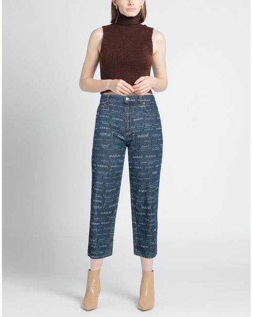 Marni Blue Jeans Cotton, Calfskin