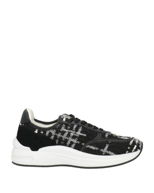 Emporio Armani Black Sneakers Textile Fibers, Leather
