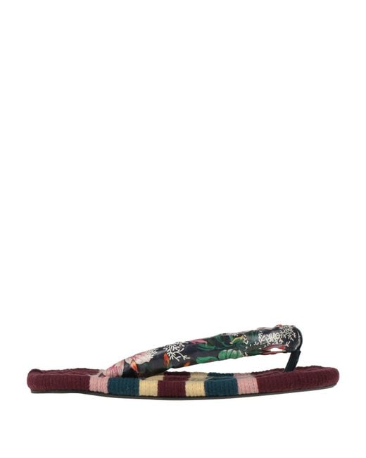 Isabel Marant White Burgundy Thong Sandal Textile Fibers