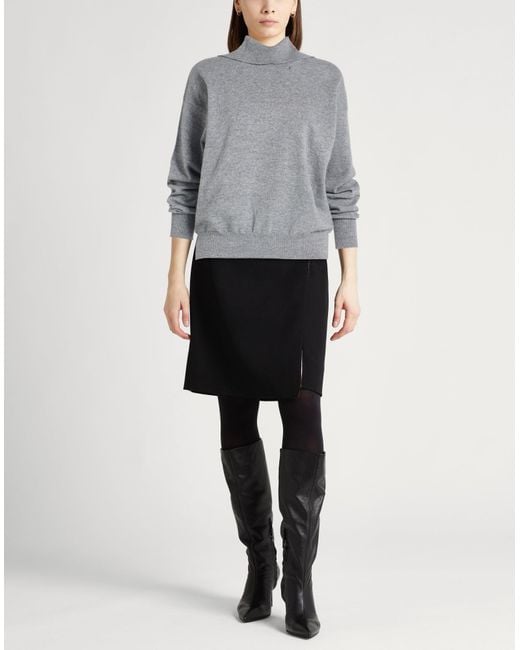 Peserico Gray Easy Turtleneck Wool, Cashmere, Polyester