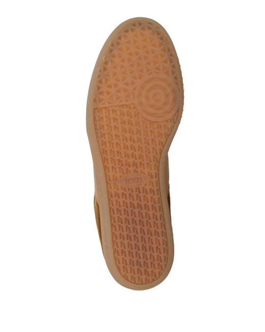 Tod's Brown Camel Sneakers Leather, Textile Fibers for men