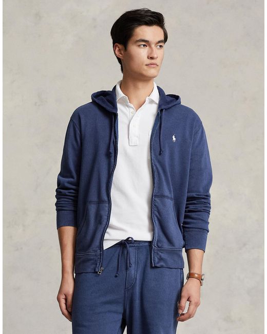 Polo Ralph Lauren Blue Cotton Spa Terry Hoodie for men