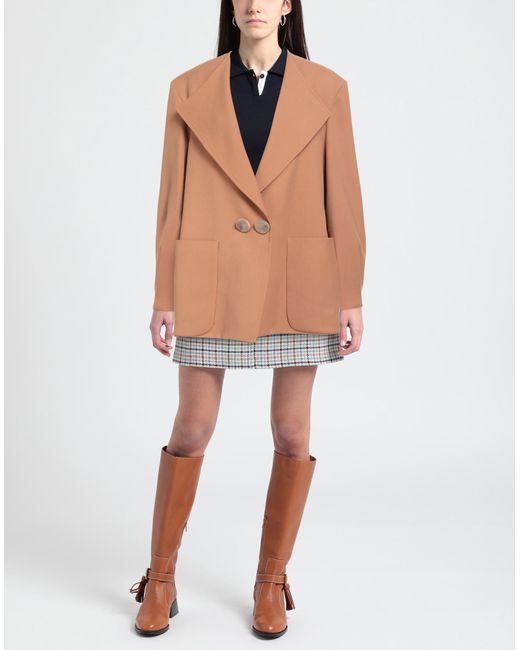 SILENCE LIMITED Natural Camel Blazer Pes, Rayon, Elastane