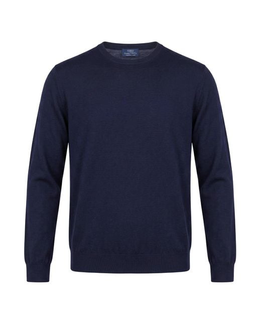 Fedeli Blue Midnight Sweater Virgin Wool for men