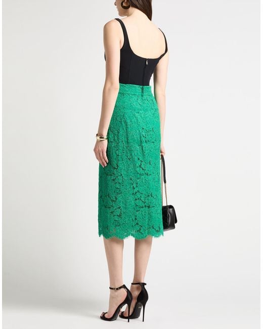 Dolce & Gabbana Green Midi Skirt Viscose, Cotton, Polyamide, Elastane