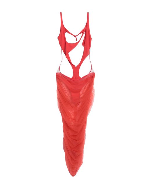Mugler Red Midi-Kleid