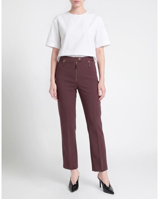 Elisabetta Franchi Purple Chocolate Pants Polyester, Elastane, Polyurethane, Viscose