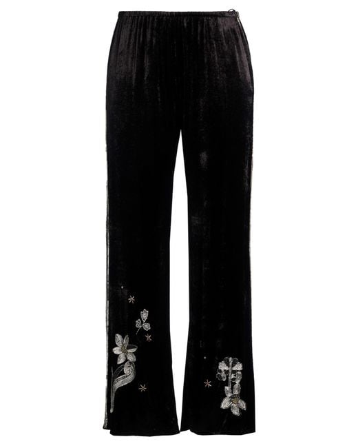 Forte_forte Black Pants Viscose, Glass, Metal Fiber