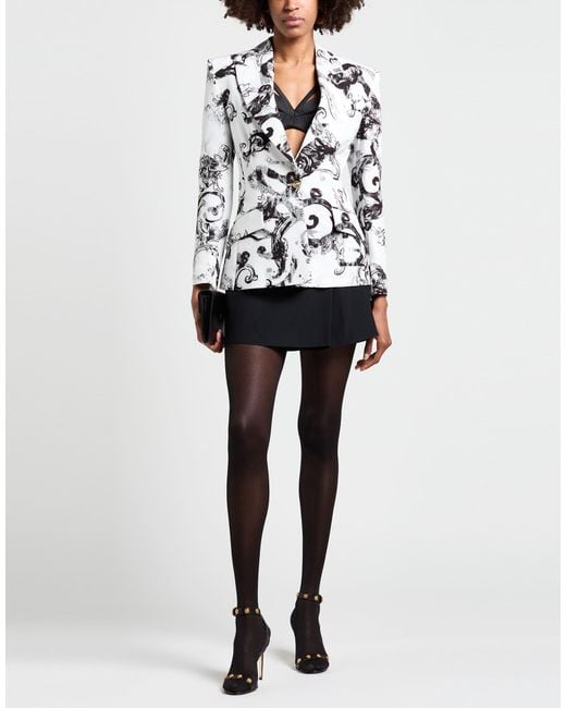 Versace Jeans Couture White Blazer Polyester, Elastane