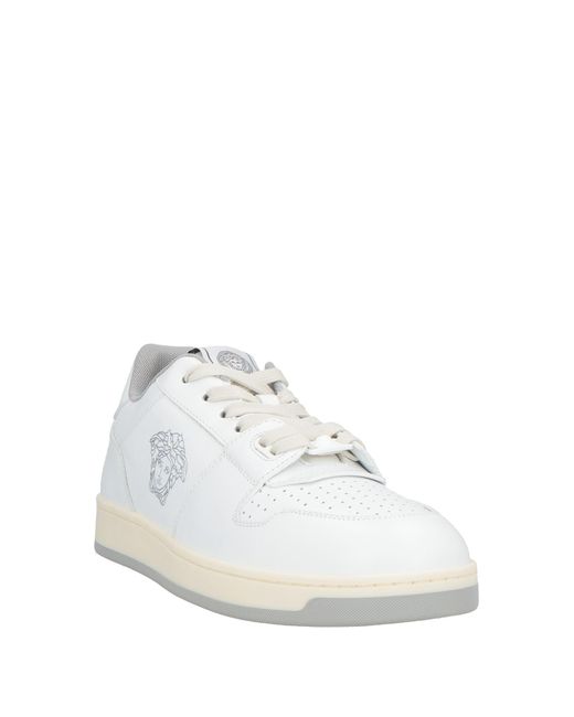Versace White Sneakers Calfskin, Textile Fibers for men