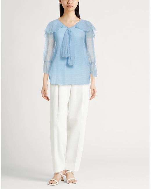 Blumarine Blue Top Silk, Elastane, Acetate