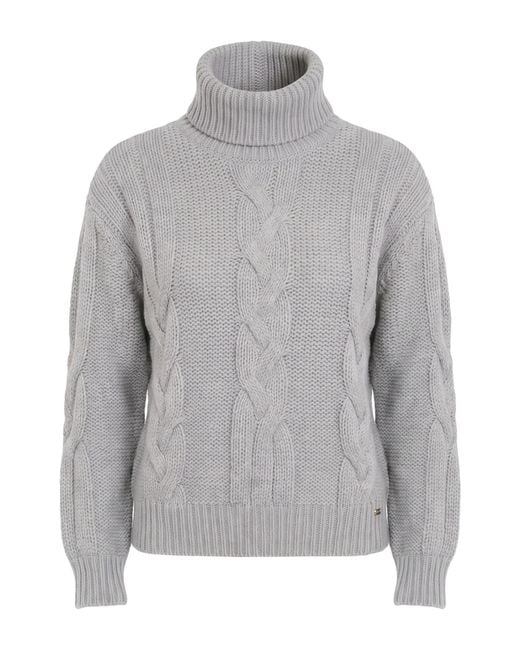 Herno Gray Turtleneck Wool, Cotton, Viscose