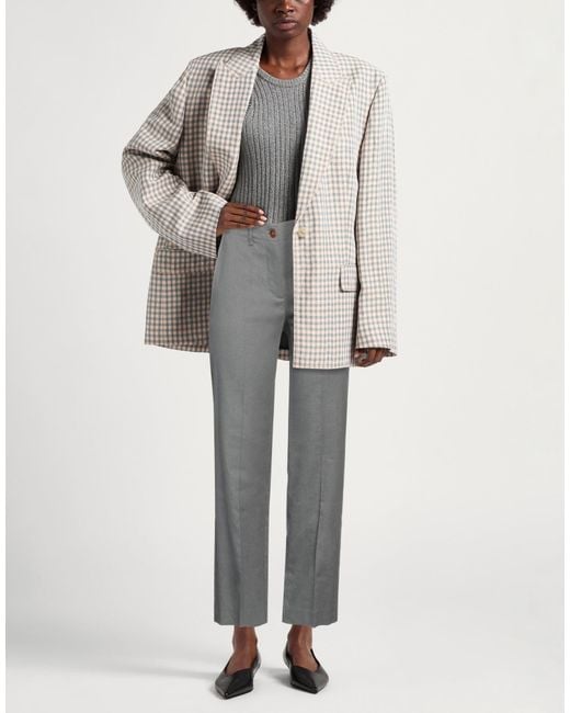 Alysi Gray Pants Linen, Viscose, Elastane