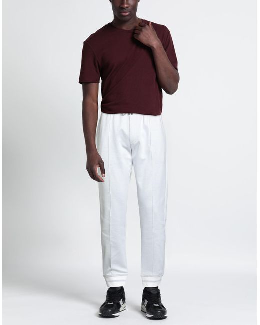 Luigi Borrelli Napoli White Light Pants Cotton, Elastane for men