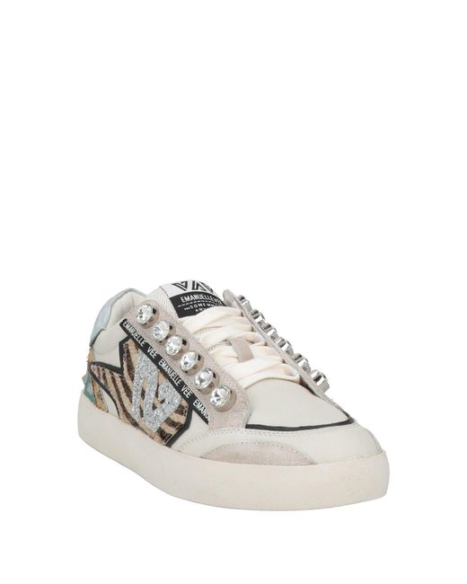 Emanuélle Vee White Sneakers Leather, Textile Fibers